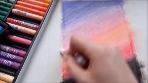 Рисуем просто масляной пастелью! Как нарисовать закатное небо.