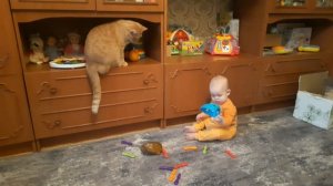 малыш учится ходить.