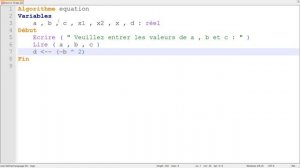 Exercice corrigé #16 : Algorithme qui calcule les solutions d’une équation du second degré (Darija)