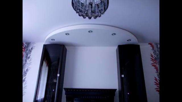 Тканевый двухуровневый натяжной потолок с нишей и подсветкой смотреть онлайн