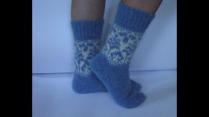 Носки с жаккардом. Вязание на спицах.