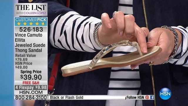 Vince Camuto Ellita Jeweled Suede Thong Sandal смотреть онлайн