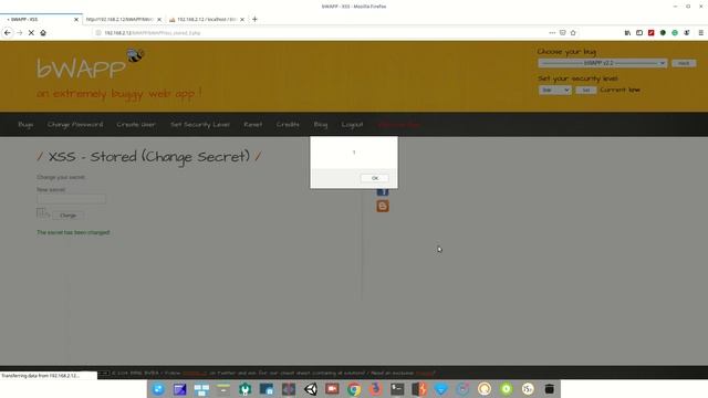 bWAPP - Cross-Site-Scripting-Stored Change Secret  Cookies - 9