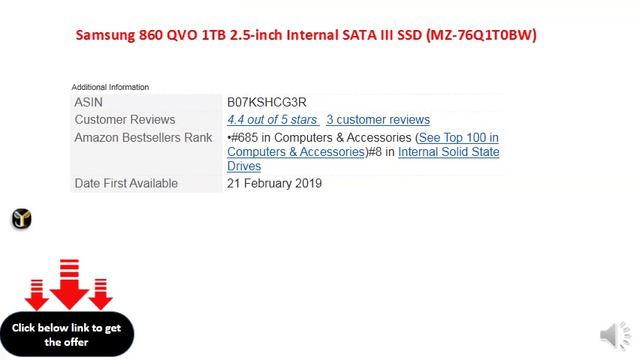Samsung 860 QVO 1TB 2.5-inch Internal SATA III SSD (MZ-76Q1T0BW) смотреть онлайн