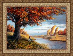 Картина маслом "Листья" таймлапс