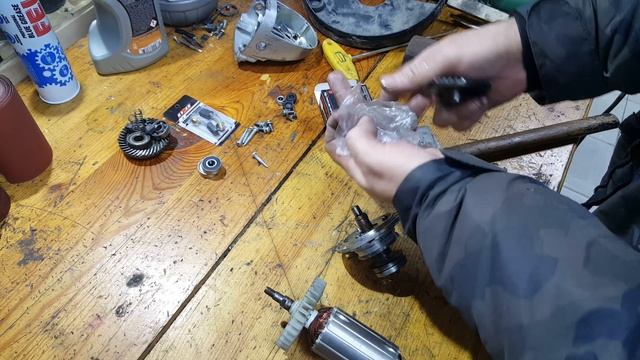 Ремонт Болгарки Калибр МШУ-230/2000Р ПРОМО- Замена конической пары ( Шестерни ), Профилактика.