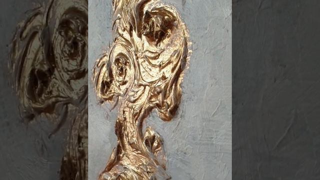 Фактурная светлая картина с золотой поталью 50х60 см смотреть онлайн