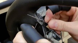 Перетяжка руля оригинальным швом ёлочка