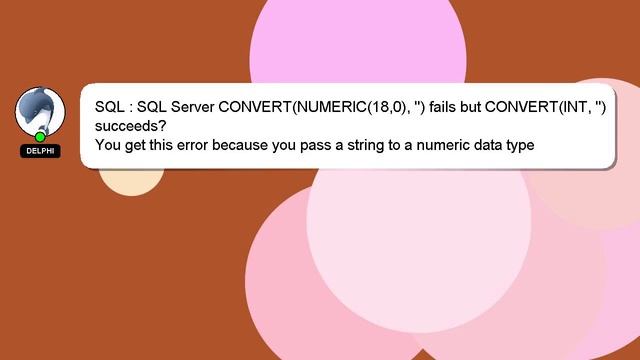 SQL : SQL Server CONVERT(NUMERIC(18,0), '') fails but CONVERT(INT, '') succeeds?