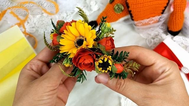 Летняя ЗАКОЛКА с подсолнухами и пионами ИЗ ФОАМИРАНА /Украшения для волос своими руками