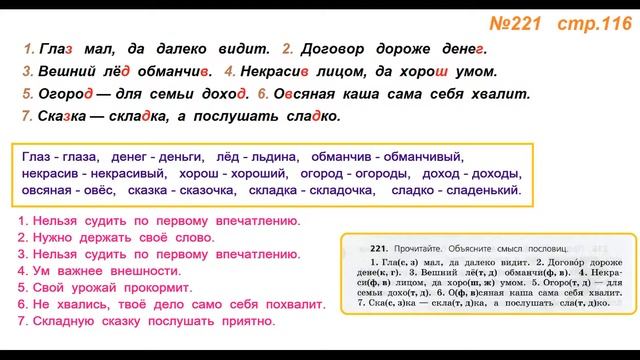 Руский язык учебник. 3 класс. Часть 1. Канакина Упражнение 221 смотреть онлайн