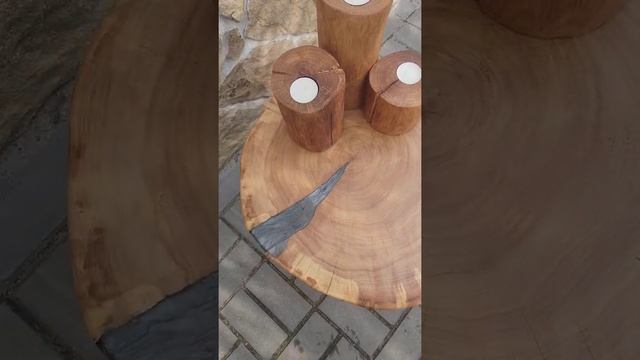 Столик из карагача, дубовые подсвечники
