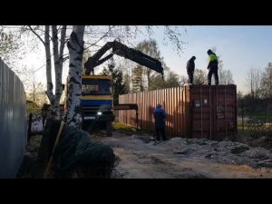 Погрузка и перевозка 12 метрового,40 футового контейнера манипулятором