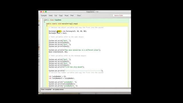 Java Object reference using rectangle example смотреть онлайн
