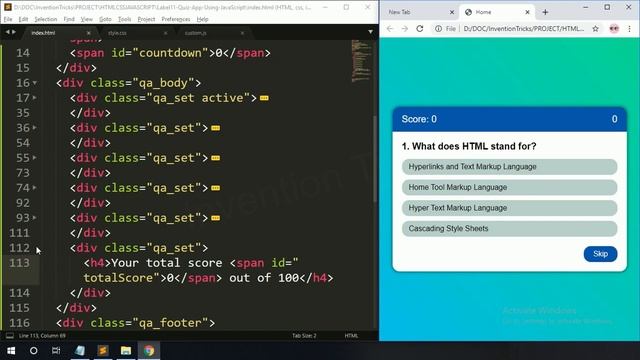 Create Quiz Web App using HTML CSS and JavaScript | Quiz App JavaScript