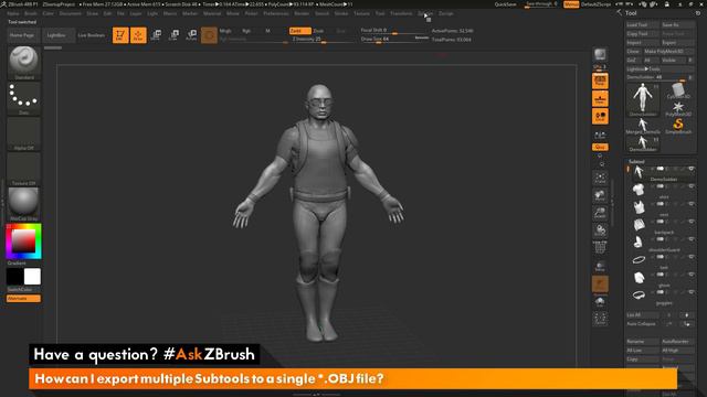 #AskZBrush: “How can I export multiple Subtools to a single *.OBJ file?”