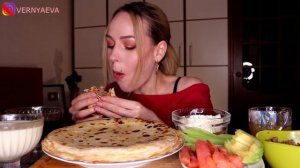 MUKBANG | Блины с фаршем, лососем, сгущенкой и джемом | Pancakes with different fillings не ASMR