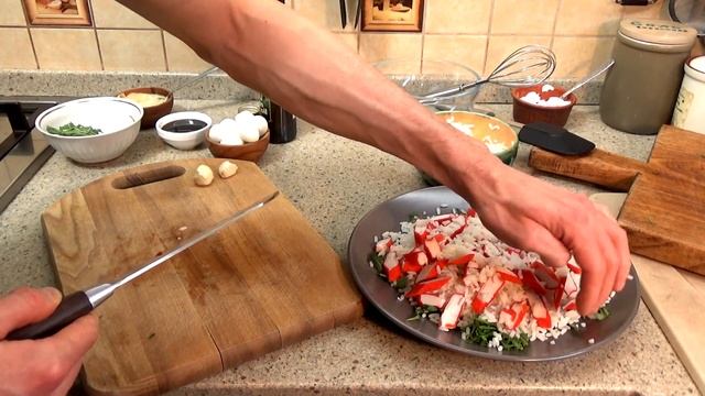 Три салата и закуска из крабовых палочек смотреть онлайн
