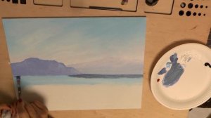 Как рисовать акрилом небо веерной кистью. Горы с мягкими переходами. Smooth sky, mountains. Acrylic