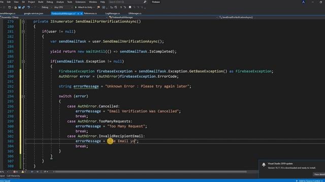 Firebase Authentication In Unity | Email Verification In Firebase Unity | Tutorial #3