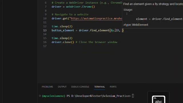 Selenium with Python | click() method example