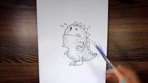 funny drawing of dragon playfully interacting with objects | very easy drawing step by step