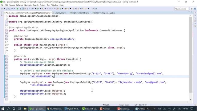 JPA / Hibernate Composite Primary Key Example with Spring Boot | RAJASEKHAR REDDY смотреть онлайн