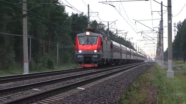 Электровоз ЭП20-048 (ТЧЭ-6) со скорым поездом №042Ч Великий Новгород - Нижний Новгород. смотреть онлайн