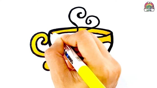How to Draw a Cup of Coffee | Рисуем чашку кофе для детей | Menggambar dan Mewarnai untuk anak-anak смотреть онлайн