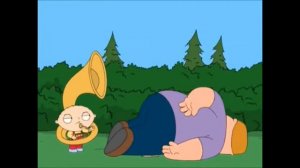 Family Guy Stewie follows fat people with tuba