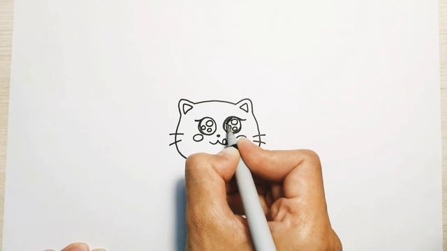 Кавайный рисунок котик/милый пончик рисунок/прикольный рисунок для срисовки смотреть онлайн