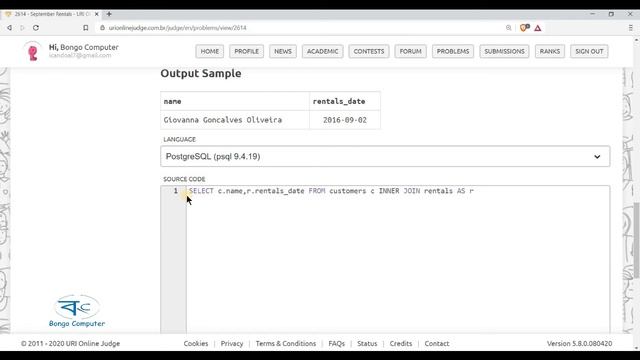 How to Solve URI Online Judge SQL Problem #2614 - September Rentals
