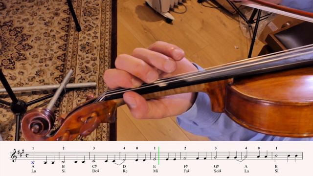 Violin: A Major scale, Play through (♩ = 100)STUDENT смотреть онлайн