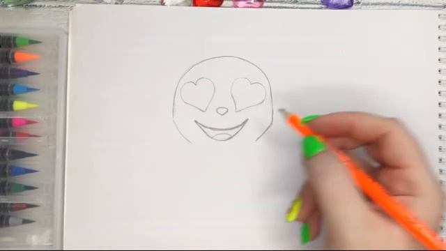 Рисуем Смайлик Котика Эмоджи Эмодзи Очень легкие рисунки Канал Мама Рисует