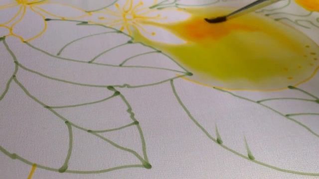 Лимончики. Этапы работы над новым платком. Холодный батик. смотреть онлайн