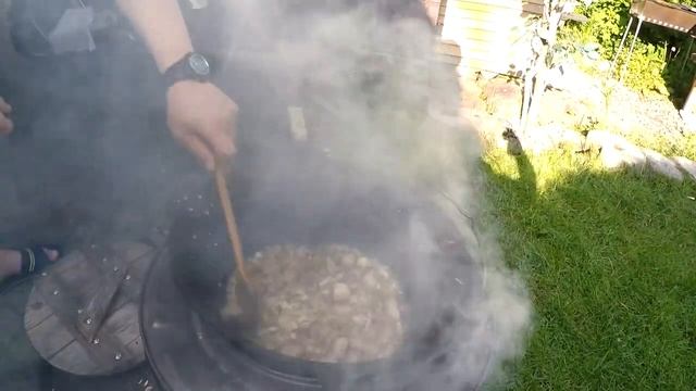 Печь дла казана из барабана стиральной машины. Картошка с мясом в казане. смотреть онлайн