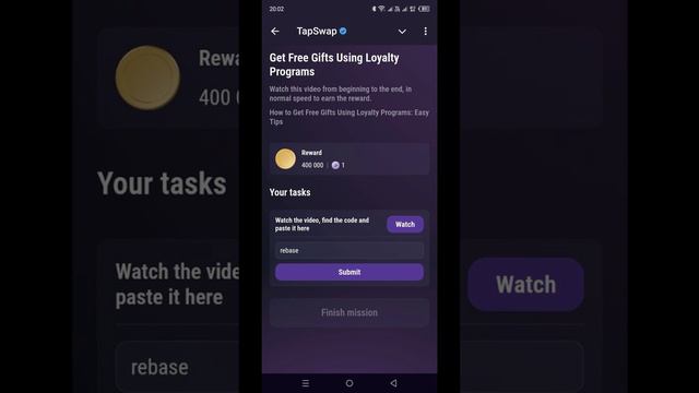 TapSwap код (Get Free Gifts Using Loyalty Programs) на 25.08.2024 #tapswap #tapswapcode #crypto