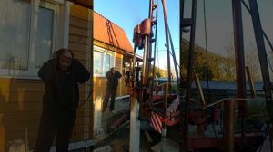 Дизель молот. Забивка железобетонных мини свай