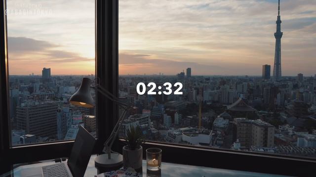 2-HOUR STUDY WITH ME🌅 / relaxing jazz🎷 + fireplace / Tokyo-Skytree at SUNRISE / with countdown+alar