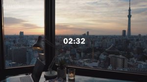 2-HOUR STUDY WITH ME🌅 / relaxing jazz🎷 + fireplace / Tokyo-Skytree at SUNRISE / with countdown+alar
