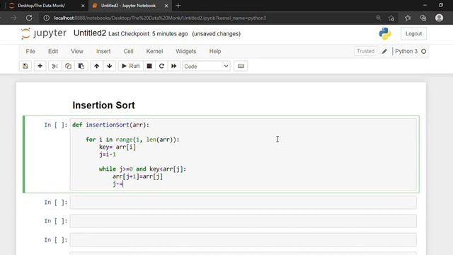 Insertion Sort in simple terms Python | Part 42 | Code in Python for Data Science | The Data Monk