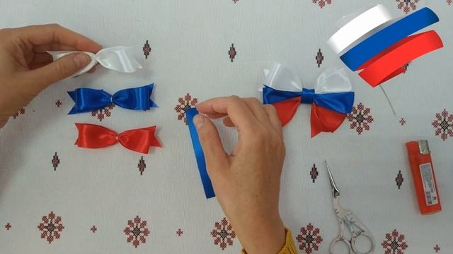 Мастер - класс по изготовлению броши в технике канзаши "Российский Триколор" смотреть онлайн