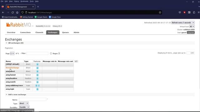 RabbitMQ - Creating Queue, Exchange and Binding and Publishing Message