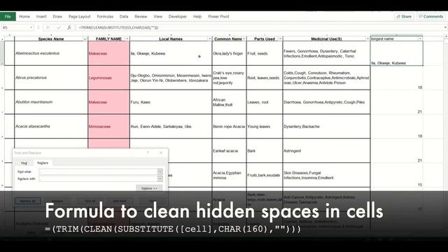 Build an interactive plant database in MS Excel