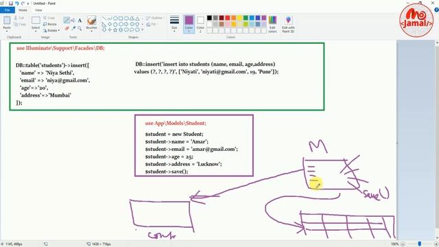 How To Insert Records in Database in Laravel  using Query Builder , Raw SQL & Model | Laravel Cours