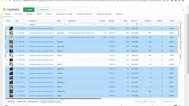 Анализ ниши Автотовары на Вайлдберриз