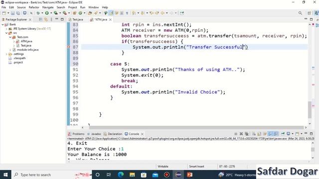 Java Project ATM Machine in Java | Creating ATM in Java: A Step-by-Step with Cash Transfer Methods