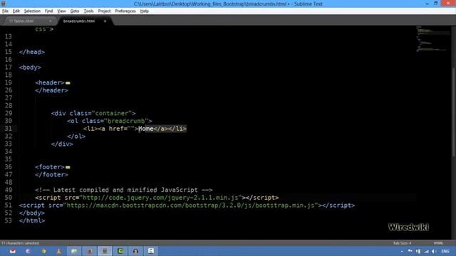 Bootstrap Tutorial for beginners Part- 14 Creating Breadcrumb