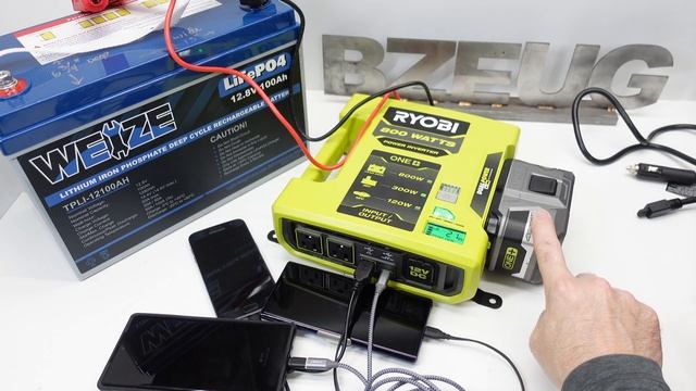 Ryobi Inverter (800W) failover demonstration of multiple battery input смотреть онлайн