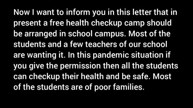 Write a letter to the H M of your institution praying for a free health checkup Camp / school смотреть онлайн